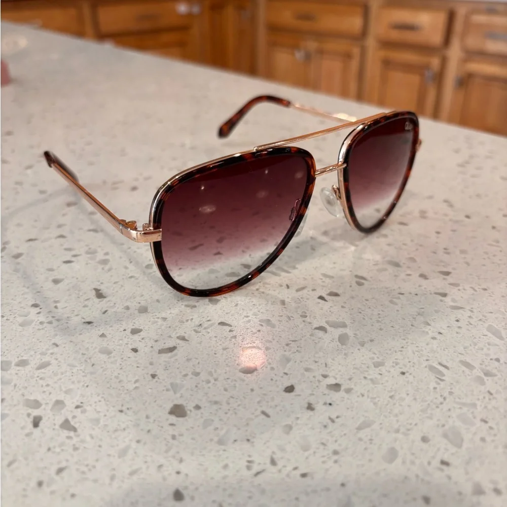 Quay Australia Tortoiseshell Aviator Sunglasses with Gradient Brown Lenses